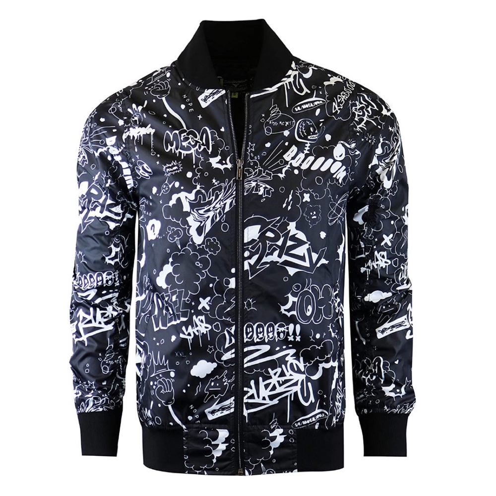Unisex Bomber Jacket Lightweight Graffiti Print